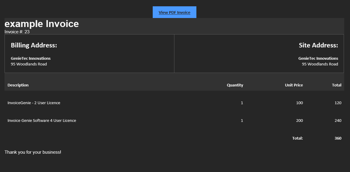 Invoice Genie Example Invoice Email